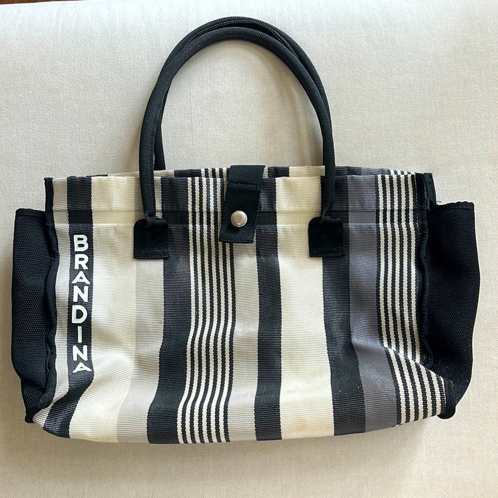 BRANDINA black and white mesh bag